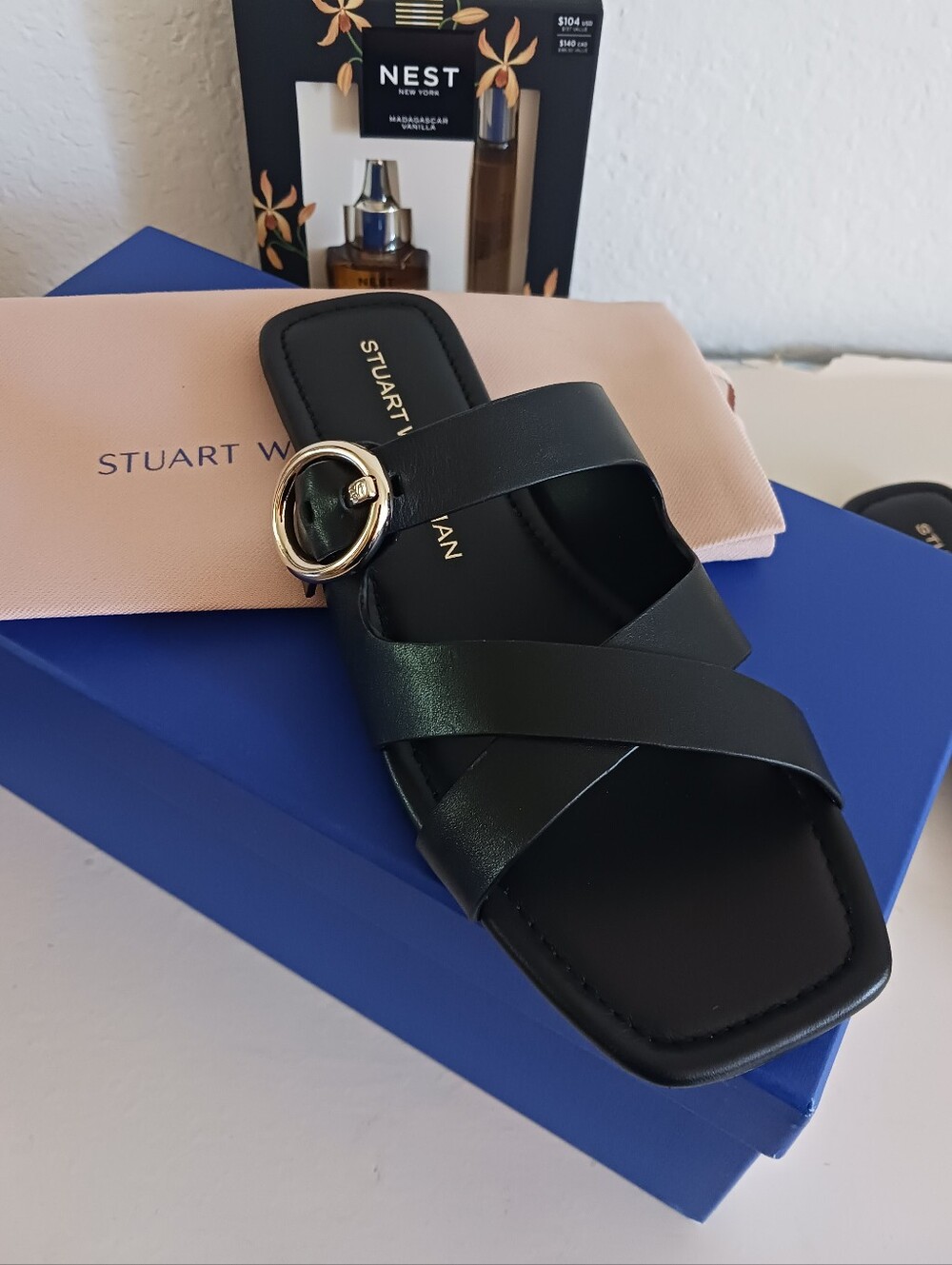 Stuart Weitzman Villa Slide Calf Leather Sandal